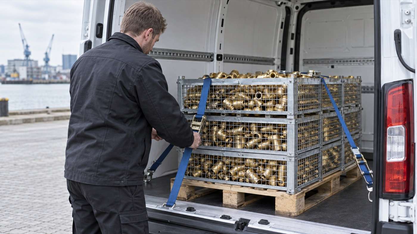 Vorbereitete Abholung von Messingteilen für den Messing-Ankauf in Hannover.