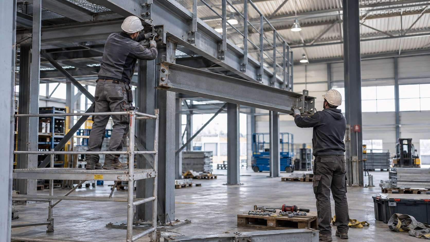 Metalldemontage Hannover: Stahlkonstruktion in einer Industriehalle wird demontiert.